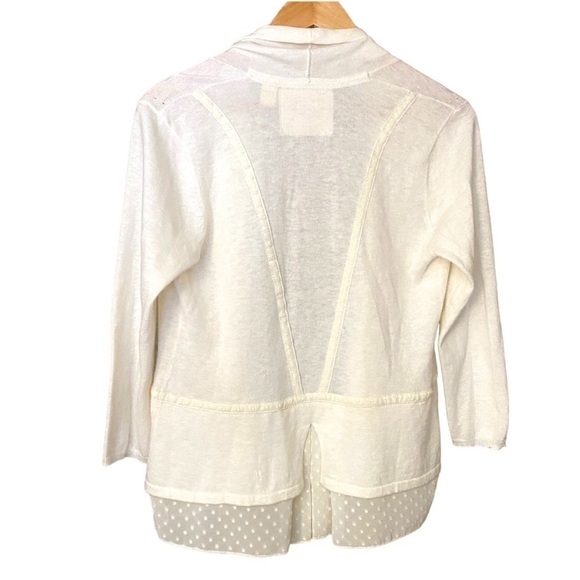 Anthro Angel of the North Cashmere Blend Swiss Dot Tier Ruffle Cardigan Sweater - Picture 6 of 12